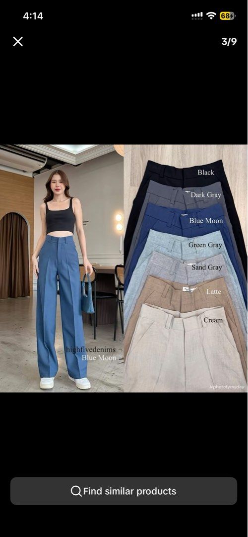 TOP ONE TROUSERS IN LINEN FABRIC (Category: Other Bottoms) located in Caloocan City. Submitted by paupau46206 (Listing ID 1458485429, Image 1). Description: Tiktok high waist Trouser but I bought the wrong size. This is XL (please see size table). Never been used. Locations: North Caloocan, Trinoma or SM Light Mall.