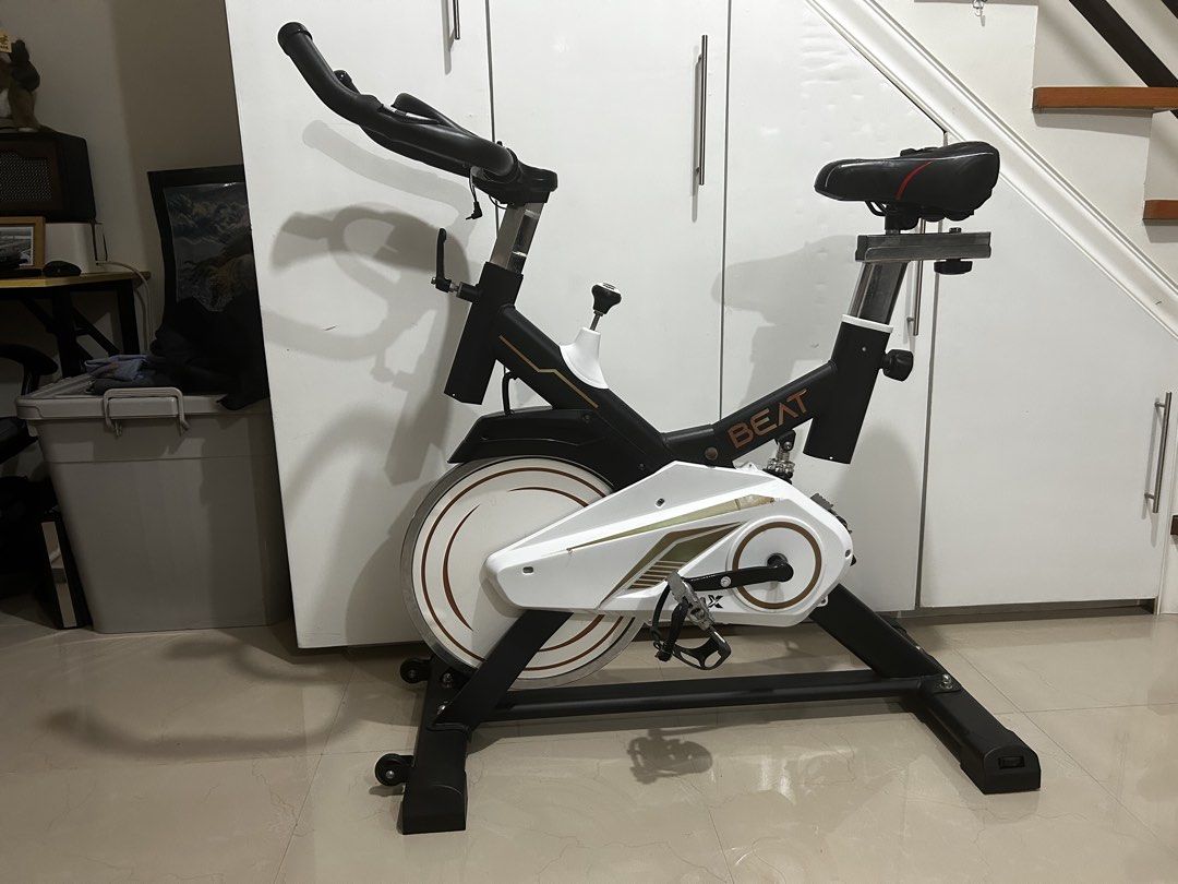 Trax Beat Indoor Excercise Bike (Category: Cardio & Fitness Machines) located in Manila. Submitted by whatnotshop (Listing ID 1458315926, Image 1). Description: 👍🏻 Good for Indoor Excercise 👉🏻Adjustable ang taas ng upuan 👉🏻 Heavy duty 👉🏻Madaling ilipat lipat ng pwesto because it has transport wheels Issues: - LCD monitor no longer works (nagleak ang battery) - some torn parts as shown in the photos (doesn’t affect performance) - may konti