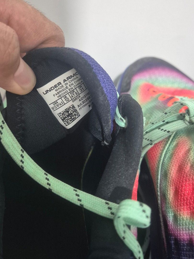 Under Armour Curry 8 "Feel Good Flow" Tie-Dye (Category: Shoe inserts & accessories) located in Caloocan City. Submitted by charlesglive (Listing ID 1458426058, Image 2). Description: ​Size: US Men 13 / Women 14.5 | UK 12 | EUR 47.5 | 31 CM Decluttering my personal collection! All pairs are authentic, pre-loved from personal use, and well taken care of. ​Prices are slightly negotiable, especially if taking multiple pairs!.