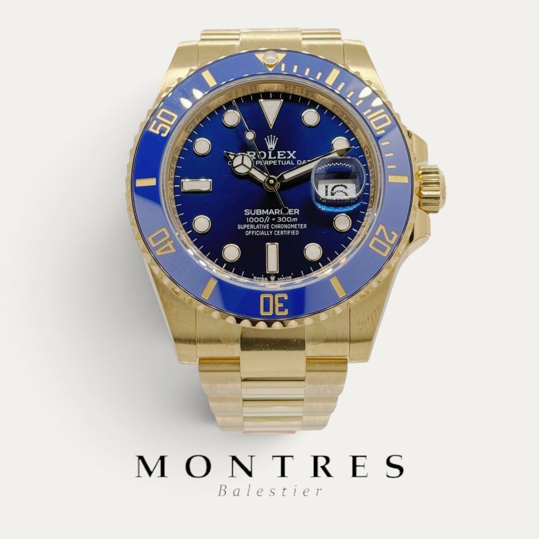 Unworn September 2025 Rolex 18K Yellow Gold 41MM Submariner 126618LB Blue Dial 126618 LB (Category: Watches) located in Singapore. Submitted by montresbalestier (Listing ID 1458347313, Image 1). Description: Please follow us for updates on our latest watches! Brand: Rolex Model: Submariner Reference: 126618LB Size: 41MM Material: Yellow Gold & Ceramic Bezel Dial: Blue Condition: Unworn, unsized, green tag , with partial stickers Warranty: Dated S