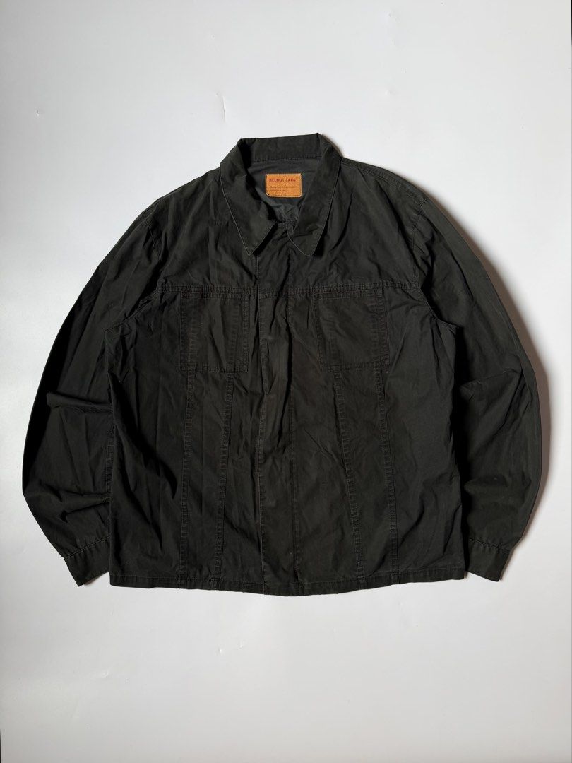 Vintage 1998 Helmut Lang Waxed Cotton Worker Jacket (Category: Coats, Jackets and Outerwear) located in Baguio. Submitted by themgarbage (Listing ID 1458365072, Image 1). Description: Size tagged: M Issue: Width: 23 Length: 26.9 Shoulder: 18 Sleeves: 25.