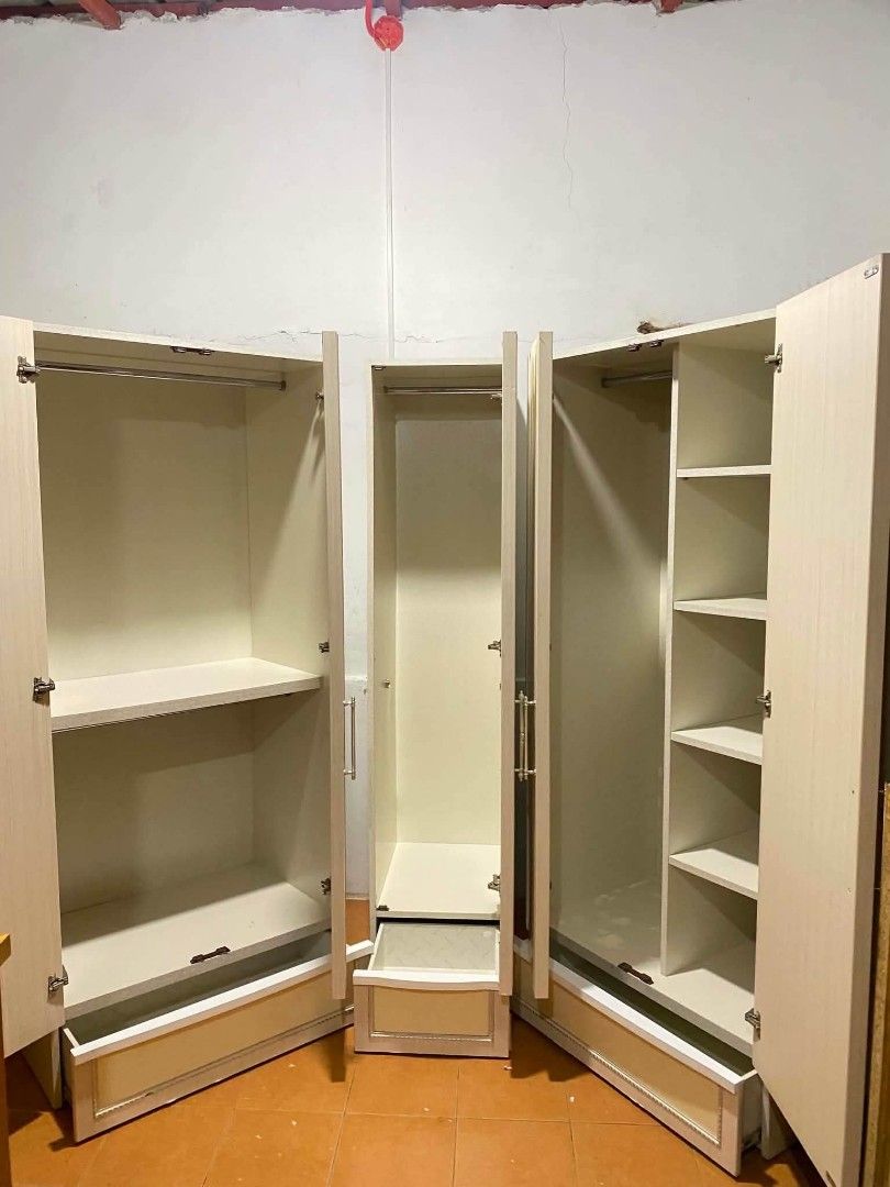 Wardrobe Closet Cabinet Set (Category: Shelves, Cabinets & Racks) located in Quezon City. Submitted by dannikkishoppe2 (Listing ID 1458335569, Image 3). Description: Wardrobe Closet Cabinet Set‼️₱30000‼️ total dimensions : L127 W25 H82 inches 2 Door L36 W25 H82 inches Single Door L18 W25 H82 inches 2 door 8500 each slim type 6500 Please manage your expectations as there might be minimal flaws. Color may vary due to lighting, it may appear darker 