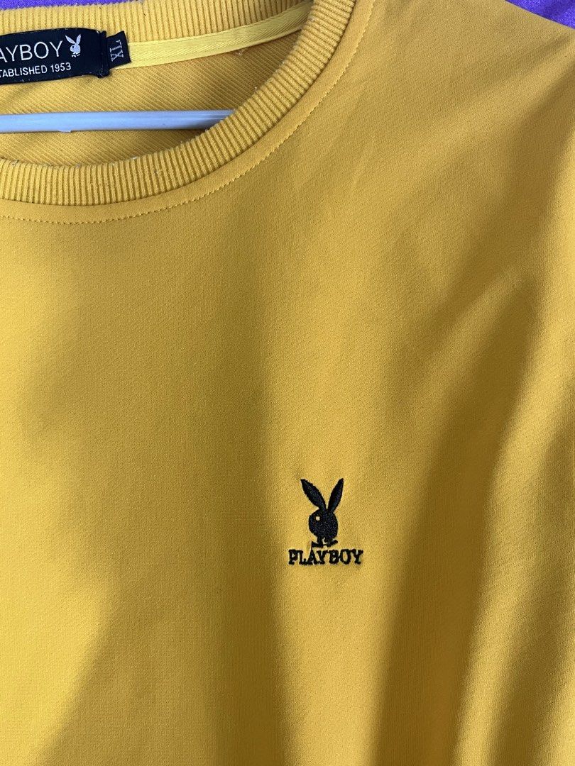 Yellow Playboy Sweatshirt XL (Category: Coats, Jackets and Outerwear) located in Manila. Submitted by rainbowhearts_ (Listing ID 1458346061, Image 2). Description: RFS: Decluttering Loc: LRT2 Antipolo or UST Area Lalamove or J&T.