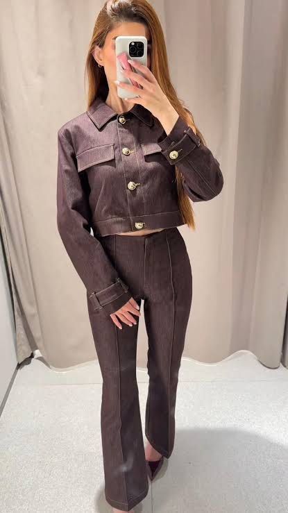 Zara BNWT denim set (jacket & pants) (Category: Sets or Coordinates) located in Mataasnakahoy. Submitted by chicforless.ph (Listing ID 1458334056, Image 1). Description: Large jacket Medium pants.