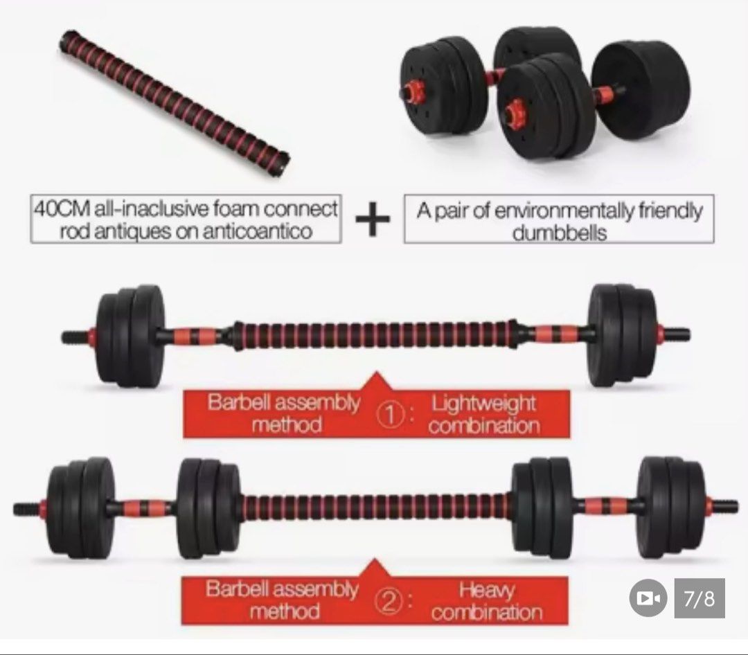 40CM Dumbbell Barbell Set with Foam Connect Rod (Category: Weights & Dumbbells) located in Binan City. Submitted by sam.natividad (Listing ID 1453501280, Image 1). Description: - Adjustable dumbbell set - Includes 40cm foam connect rod - Can be assembled as a lightweight or heavy barbell - Made with environmentally friendly materials - Ideal for home workouts.