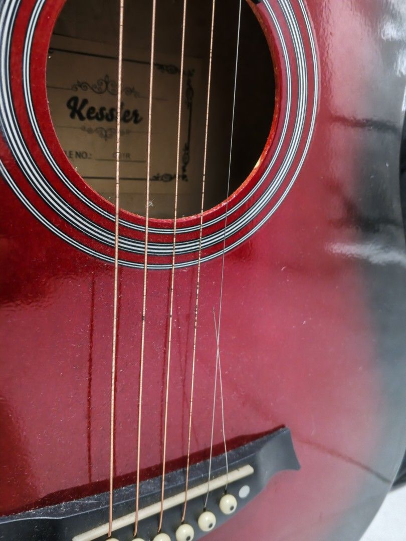 Acoustic Guitar with Gig Bag (Category: Musical Instruments) located in Manila. Submitted by clrss19 (Listing ID 1453497923, Image 3). Description: Selling my acoustic guitar. Bought from the mall. Condition: No cracks or any damage One broken string (needs replacement) Includes gig bag RFS: No longer using it / Decluttering. PM me if interested!.