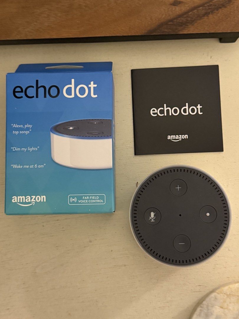 Amazon Echo Dot (2nd Gen) Smart Speaker (Category: Soundbars, Speakers & Amplifiers) located in Quezon City. Submitted by aa514 (Listing ID 1453571471, Image 1). Description: - Amazon Echo Dot (2nd Generation) - Color: Charcoal - Includes original box and manual - Fully functional and works great - Ask Alexa for music, information, and more - Control compatible smart home devices - Simple and easy to set up and use.