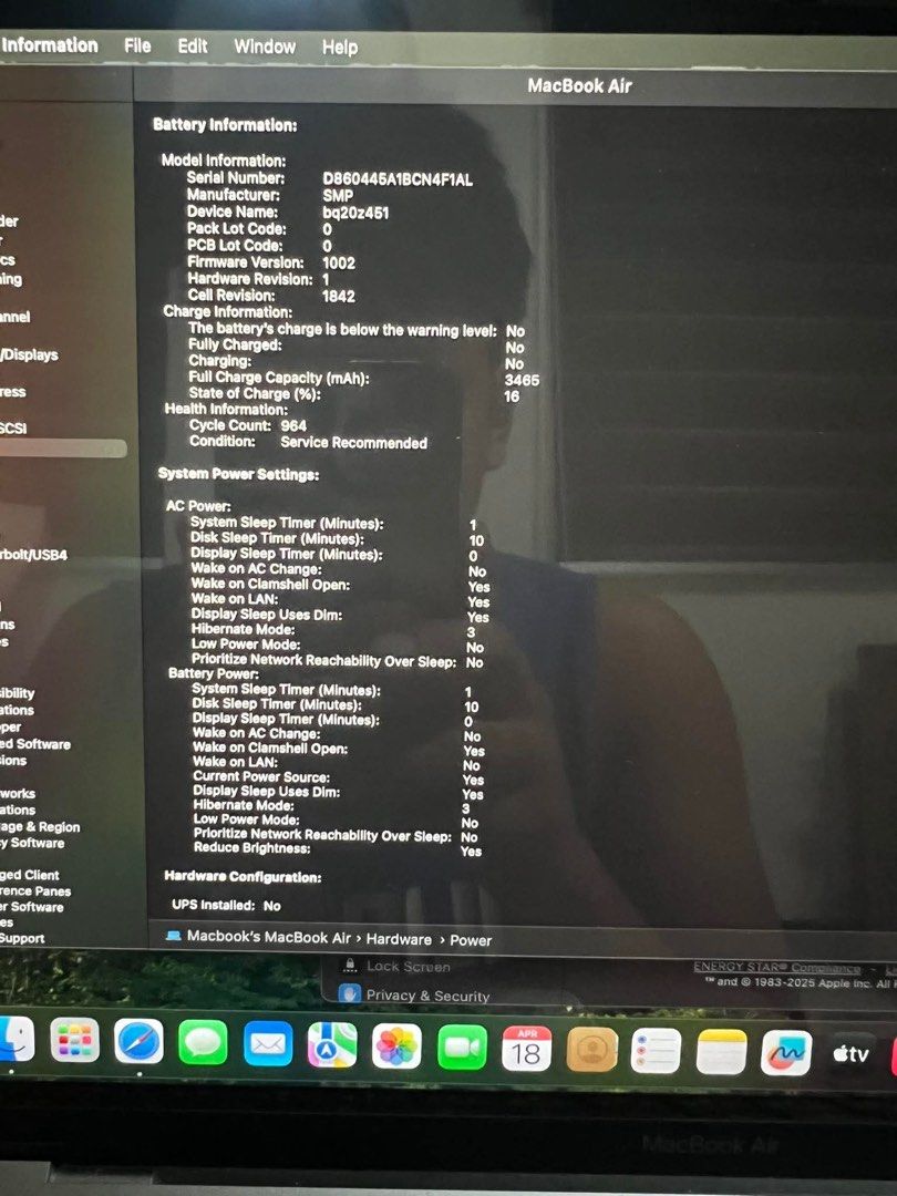 Apple MacBook Air Intel Core i3 8GB RAM 128GB SSD (Category: Laptops & Notebooks) located in Malolos. Submitted by zandragalang (Listing ID 1453547670, Image 3). Description: - MacBook Air 13.3-inch Retina Display - Intel Core i3 Processor - 8GB RAM - 128GB Storage - Runs macOS Sequoia (version 15.7.3) - Battery Health: Service Recommended - Includes Original Charger.