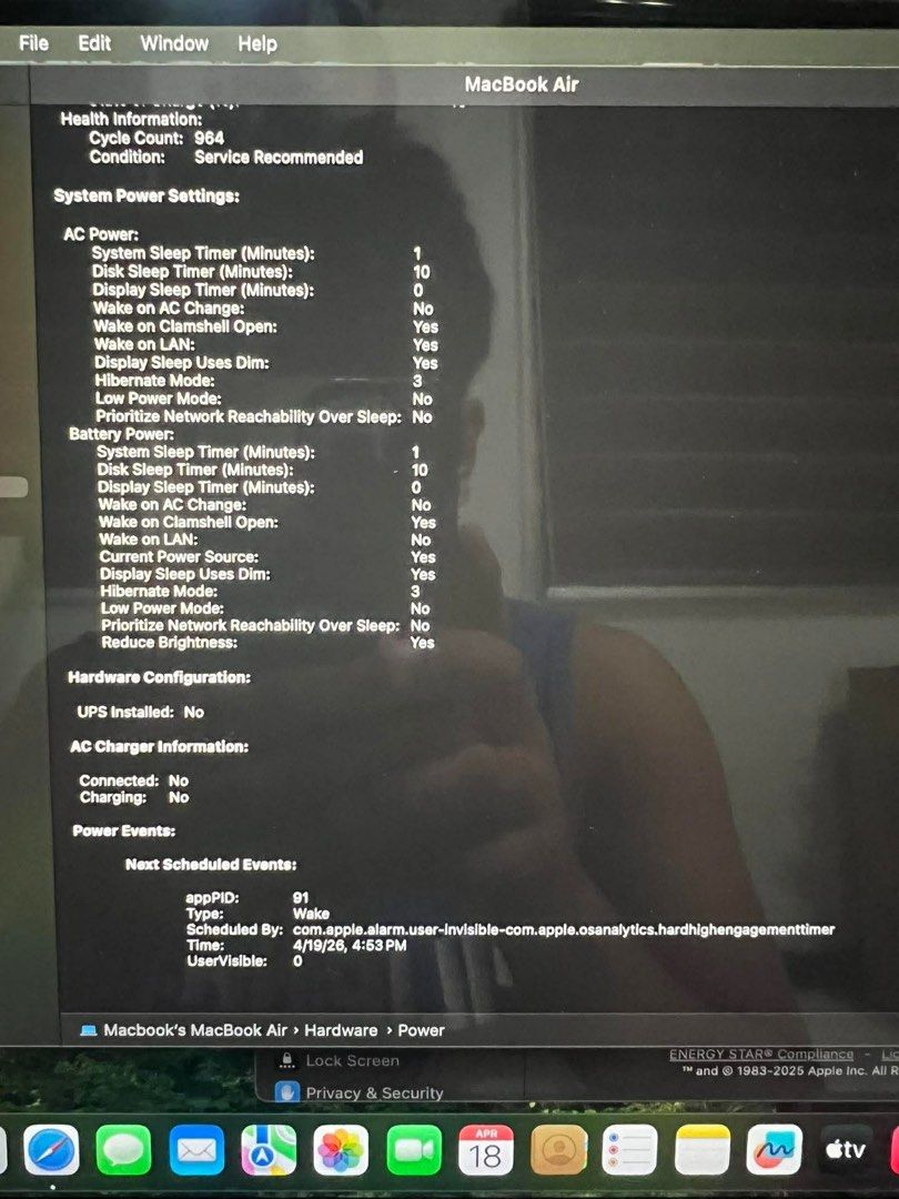 Apple MacBook Air Intel Core i3 8GB RAM 128GB SSD (Category: Laptops & Notebooks) located in Malolos. Submitted by zandragalang (Listing ID 1453547670, Image 2). Description: - MacBook Air 13.3-inch Retina Display - Intel Core i3 Processor - 8GB RAM - 128GB Storage - Runs macOS Sequoia (version 15.7.3) - Battery Health: Service Recommended - Includes Original Charger.