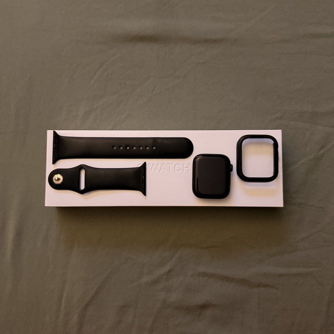 Apple Watch Series 9 Midnight 45mm (Category: Wearables & Smart Watches) located in Cainta. Submitted by mjlm31 (Listing ID 1453490998, Image 1). Description: - With scratches due to the case that was used before. - 95% Battery Health - With original box - With original charger - Will include accessories bought for this .