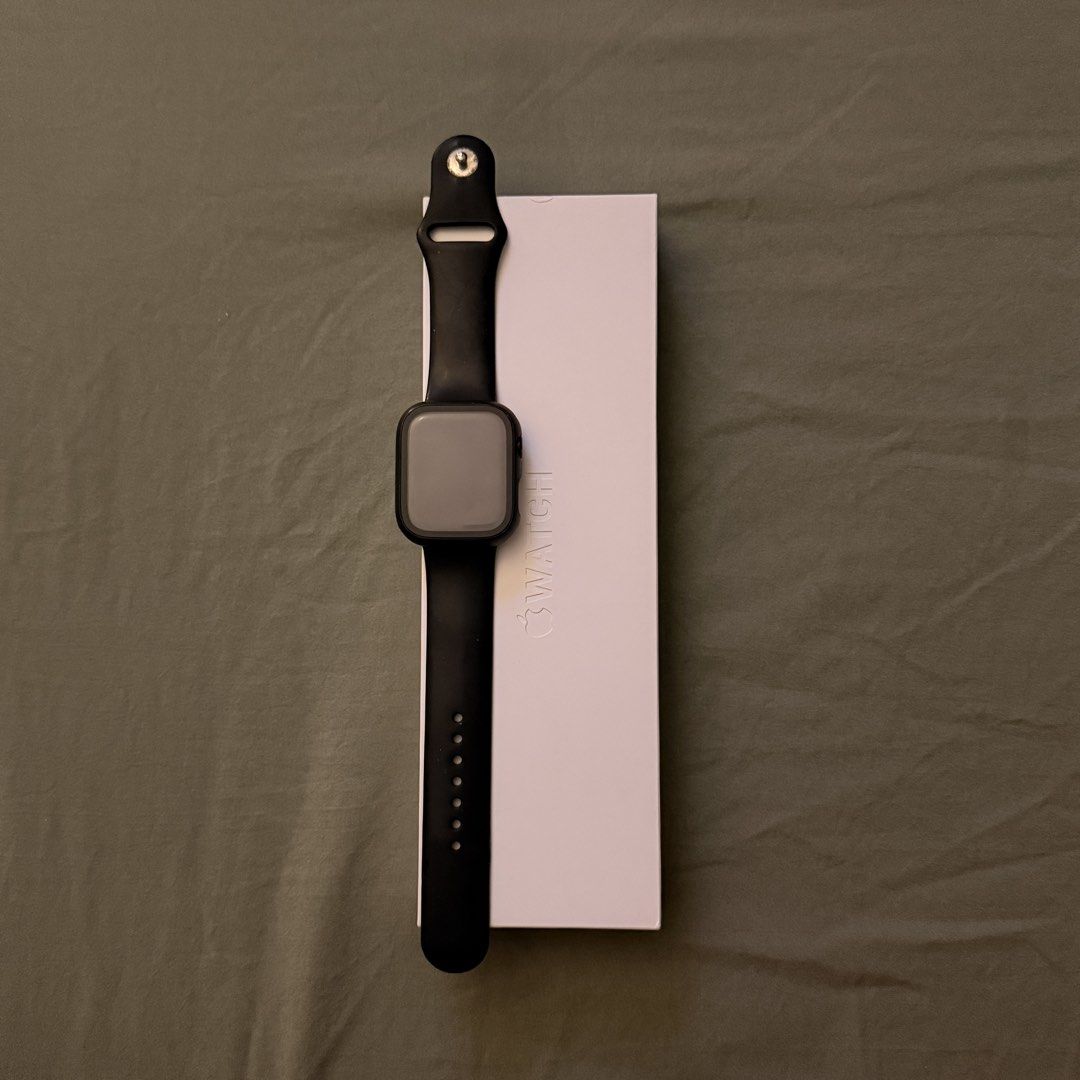 Apple Watch Series 9 Midnight 45mm (Category: Wearables & Smart Watches) located in Cainta. Submitted by mjlm31 (Listing ID 1453490998, Image 2). Description: - With scratches due to the case that was used before. - 95% Battery Health - With original box - With original charger - Will include accessories bought for this .