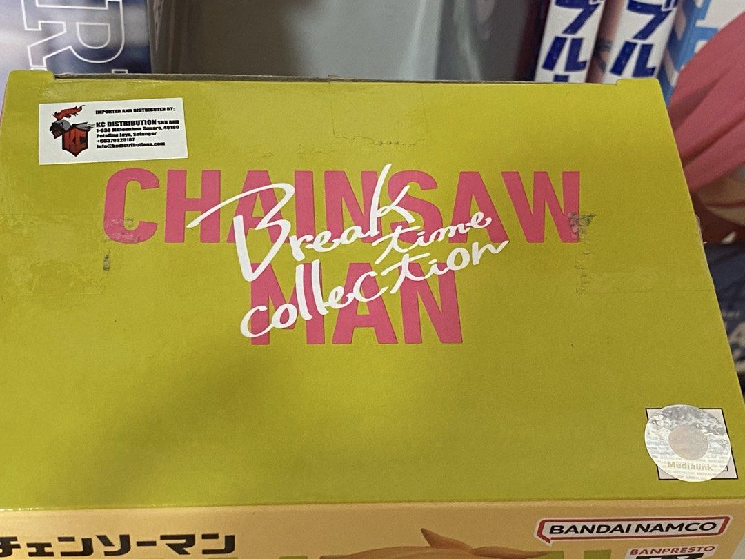 Banpresto Chainsaw Man Break Time Collection Figure (Category: Figurines & Statues) located in Manila. Submitted by thea.dc (Listing ID 1453477801, Image 2). Description: Figure + Gachapon Keychain. Sold as a set. Bought fron Malaysia during a trip. Will add bubble wrap inside the box along with the original cardboard. Rfs: Bought for display I ship via Lalamove but I can also do meet up around UST or Gateway!.