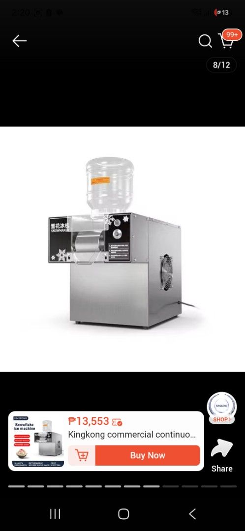 Bingsu Snowflake Ice Machine 60kg (Category: Refrigerators and Freezers) located in Manila. Submitted by raeezzza (Listing ID 1453487794, Image 2). Description: - Commercial Grade Snowflake Ice Machine - Quickly produces fine, fluffy shaved ice - Durable stainless steel body - Convenient built-in water dispenser - Ideal for businesses, parties, and events - Simple and easy to operate.