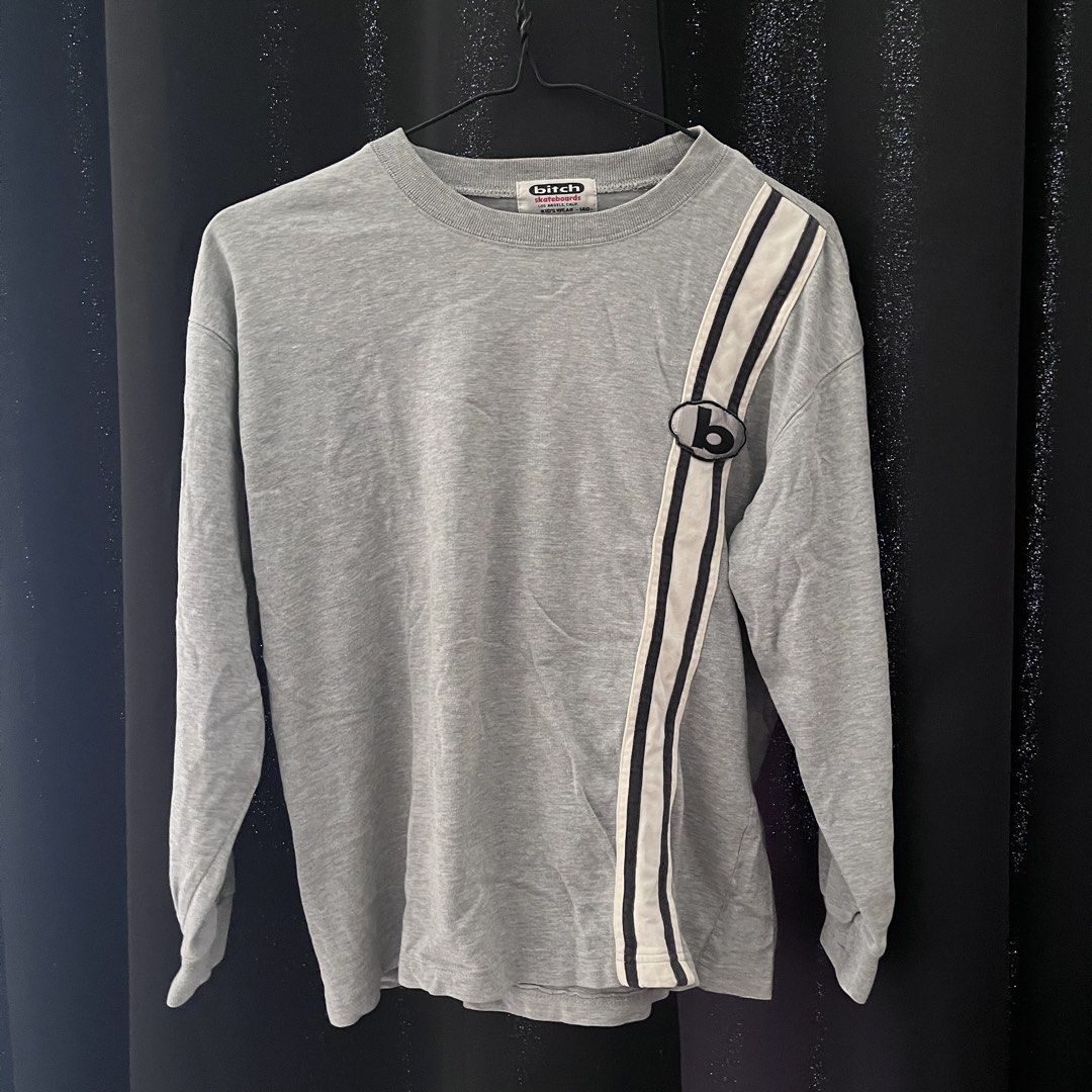 Bitch Skateboards Grey Long Sleeve Shirt (Category: Tshirts & Polo Shirts ) located in Quezon City. Submitted by aasspp (Listing ID 1453576253, Image 1). Description: - Grey long sleeve shirt - Brand: Bitch Skateboards - Diagonal stripe detail on the front - 'b' logo patch - Classic crew neck - Ideal for casual wear - kids size 46 width 50 length.