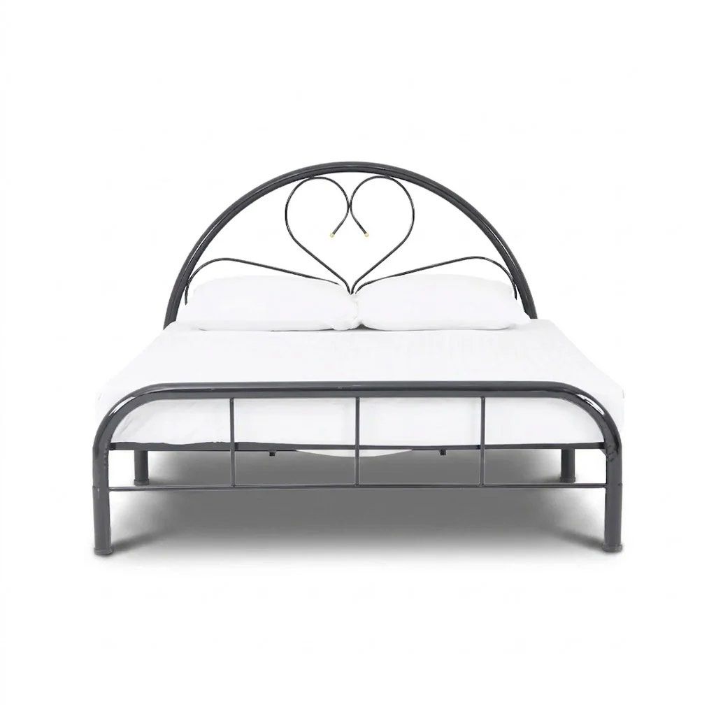 Black Metal Semi Double Bed Frame with Heart Design (Category: Bed Frames & Mattresses) located in Quezon City. Submitted by pusa.ck (Listing ID 1453574896, Image 2). Description: - Semi Double black metal bed frame - Adorable heart design on the headboard - Durable and sturdy metal construction - Simple and easy assembly - Mattress not included RFS: uuwi na ng probinsya.