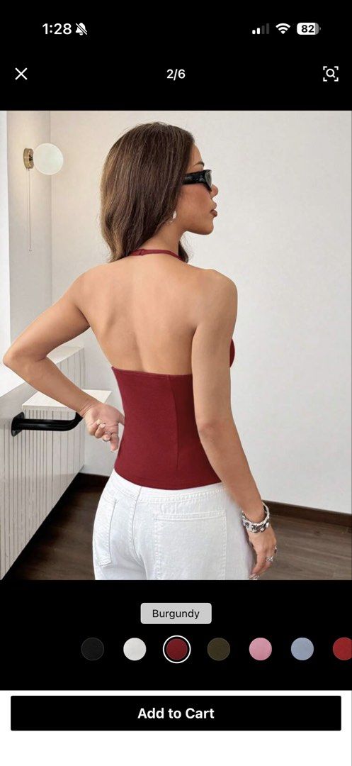 Brandnew Shein Halter Top - Size Large (Category: Sleeveless) located in Manila. Submitted by casasantina.ph (Listing ID 1453610193, Image 3). Description: Brandnew Shein Size Large - Burgundy Color.