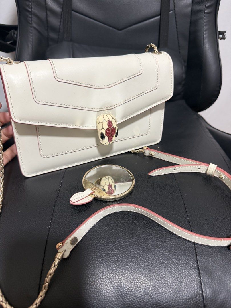 Bvlgari Serpenti Forever Bag (Category: Luxury Bags & Wallets) located in Antipolo. Submitted by declutteringirlie0317 (Listing ID 1453501172, Image 2). Description: -With rubber lining issue but not visible on the outside -perfect for events -very sosyal -with gold strap & mirror -bought from japan.