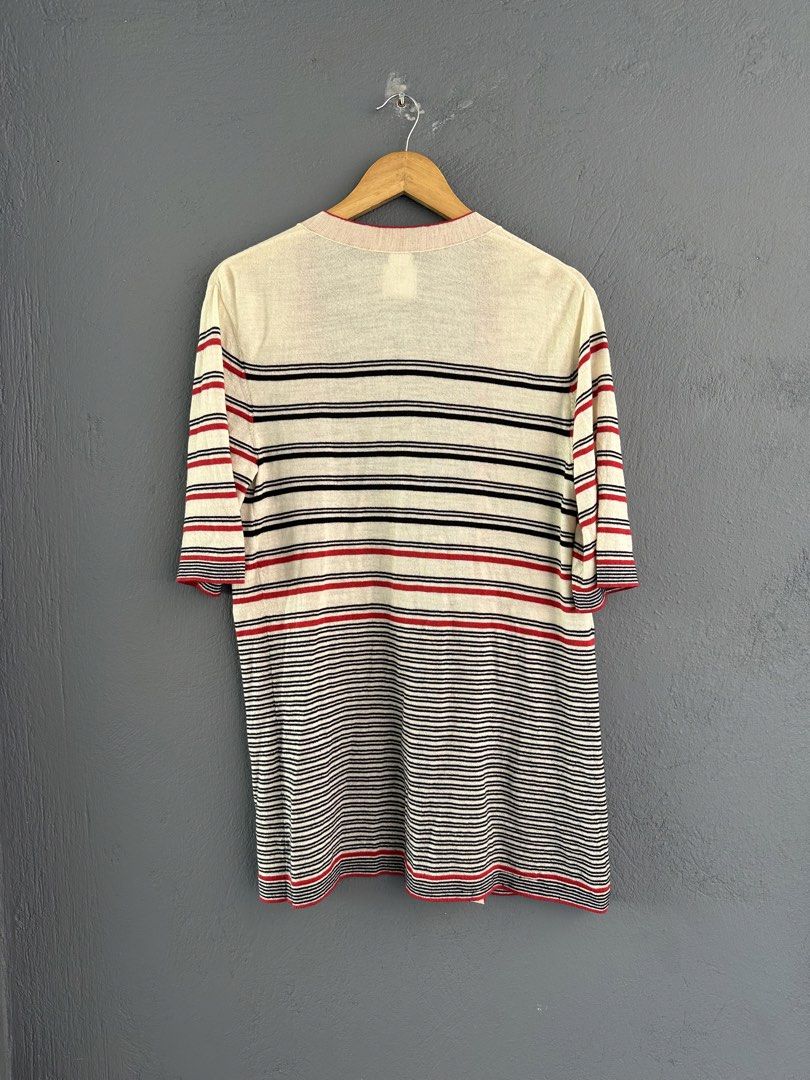 Chanel 2013 Long Stripe Cardigan (Category: Luxury Apparel) located in Pasig City. Submitted by worn2wice (Listing ID 1453531575, Image 2). Description: Size 34 Measurements W 19.5 L 31 S 13 Excellent condition Few signs of usage.
