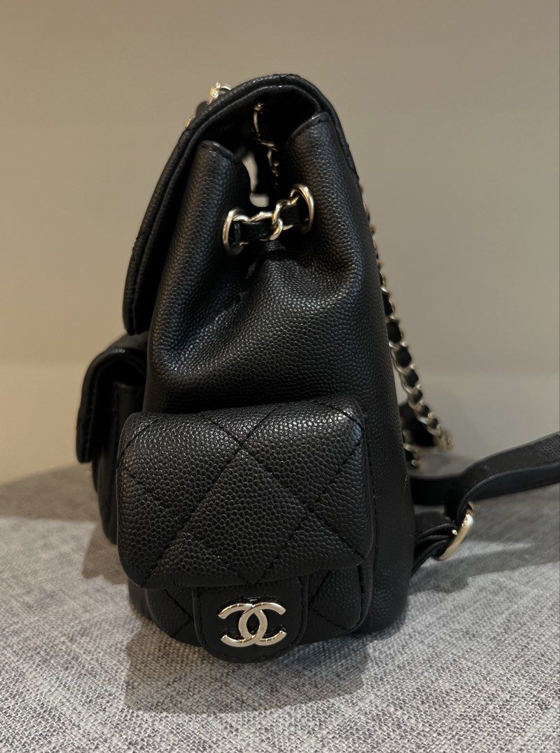 Chanel Backpack (Category: Luxury Bags & Wallets) located in Pasig City. Submitted by declutterwithme11 (Listing ID 1453515509, Image 2). Description: - Used twice. Still looks new. - Caviar in champagne gold hardware. - Clean interior and exterior. - Condition is 9/10. Natanggal lang yung parang lock na ring sa handle, pero repairable naman, need lang idikit. See last photo for detail ng issue. - Bag only. No inclusions. I won’t accept returns/r