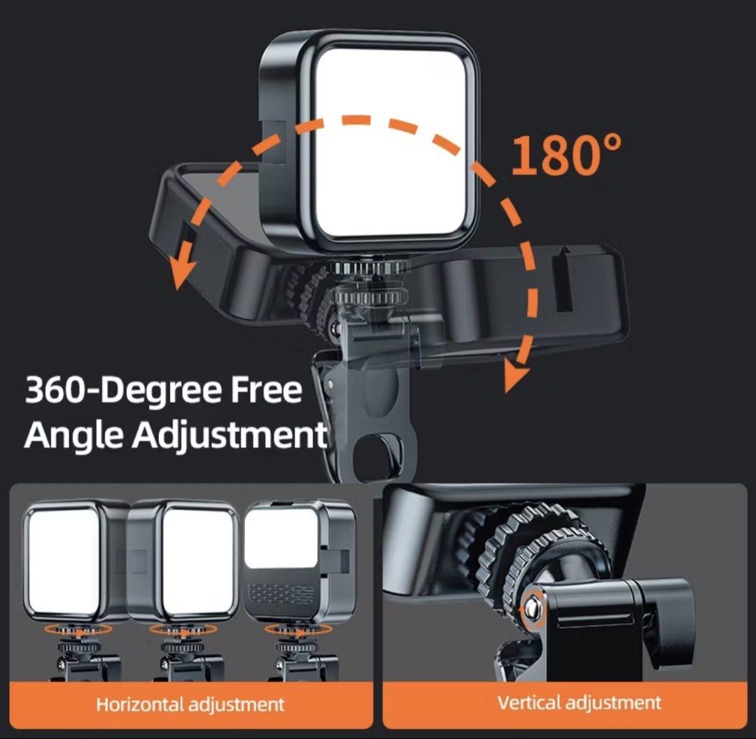 Clip-on Light (Category: Lighting & Studio Equipment) located in Pasay City. Submitted by themixchyspot (Listing ID 1453508412, Image 2). Description: - Clip-on design for easy attachment - 3 adjustable color temperatures (warm, natural, cool) - 360-degree free angle adjustment for perfect lighting - Built-in 2000mAh rechargeable battery - Convenient Type-C charging port - Standard 1/4 inch mount for tripods and cameras - Ideal for vlogging, phot