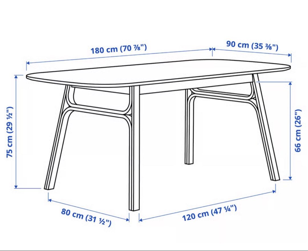 Dining Table (Category: Tables & Sets) located in Singapore. Submitted by ericaleesz (Listing ID 1453565544, Image 2). Description: - Light wood dining table (Ikea VOXLÖV dining table in light bamboo) - Moving sales; table is barely used and is the best study table ever. Strongly recommend! - Dimensions: 180cm (L) x 90cm (W) x 75cm (H).
