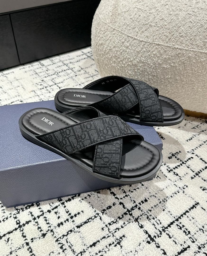 Dior Alias Sandal Black Dior Oblique Jacquard, Men's Fashion