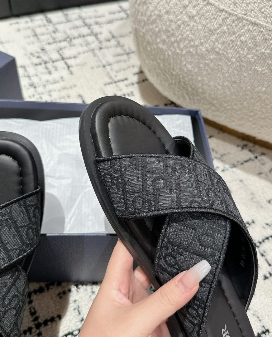 Dior Alias Sandal Black Dior Oblique Jacquard, Men's Fashion