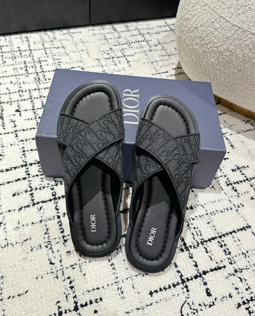 Dior Alias Sandal Black Dior Oblique Jacquard, Men's Fashion