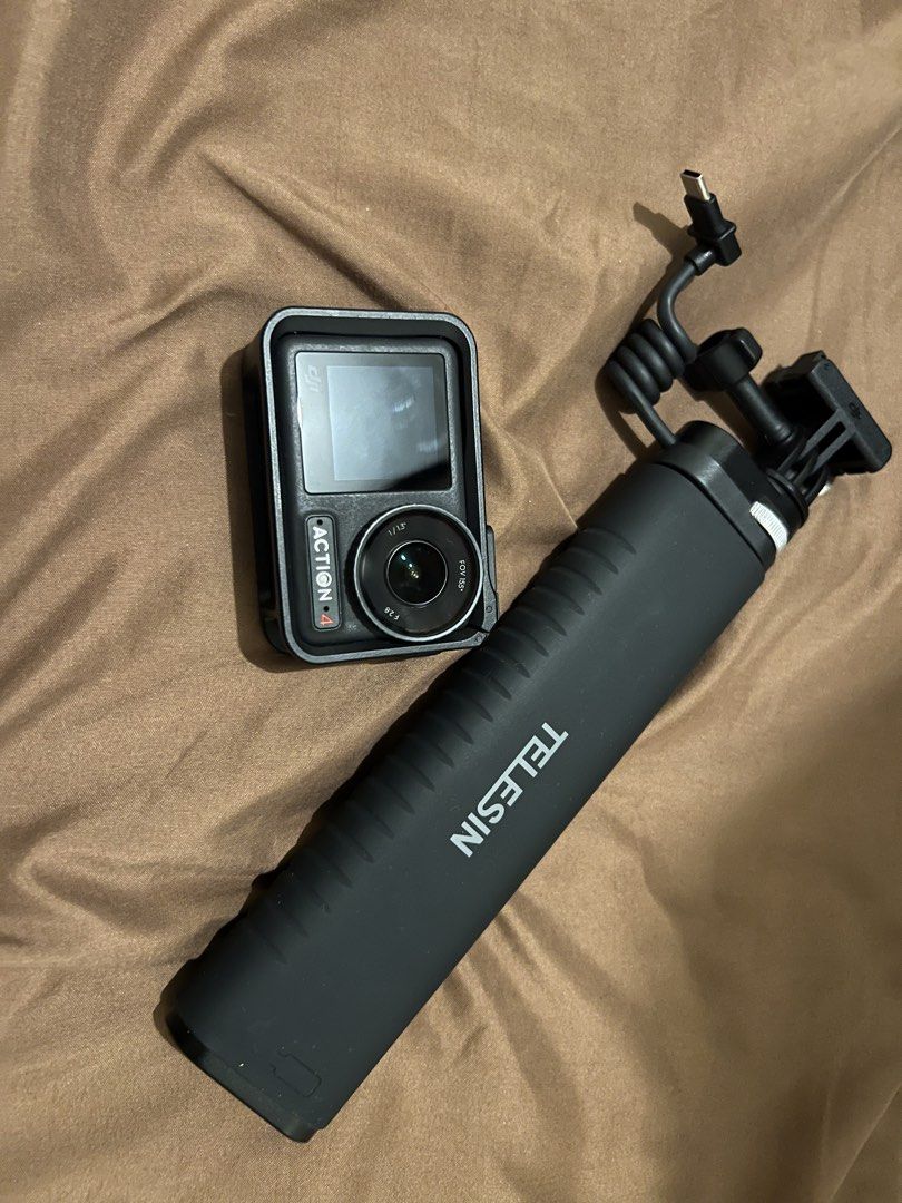 DJI Action 4 Camera with Telesin Power Bank (Category: Cameras) located in Manila. Submitted by dexter2205 (Listing ID 1453574314, Image 1). Description: - Capture all the action with a super-wide 155° field of view. - Records crisp video at f/2.8 for excellent low-light performance. - Perfect for all your adventures and extreme sports. - Ready to go for your next creative project. -this is sold as a bundle—Camera and Power Bank —good deal! .