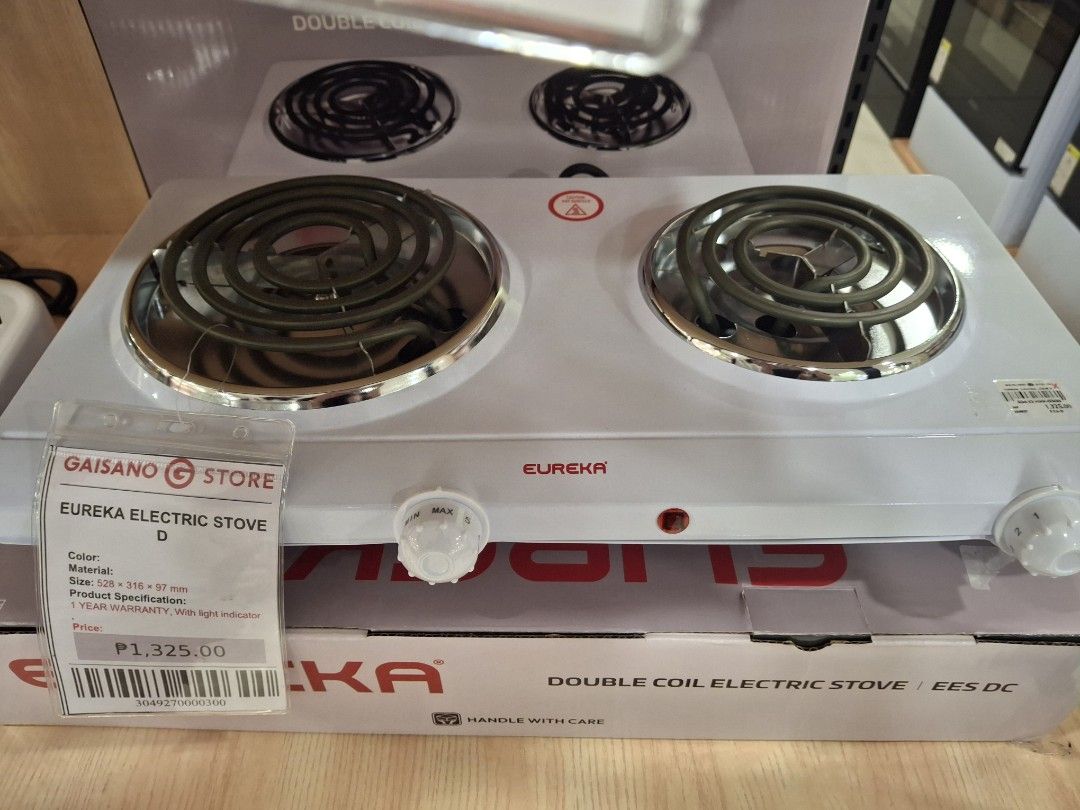 Eureka Double Coil Electric Stove EES DC (Category: Cookers) located in Caloocan City. Submitted by rhyxx (Listing ID 1453453778, Image 1). Description: - Eureka Double Coil Electric Stove - Price: P1,325.00 - Features: 2 Burners, Light Indicator - Compact Size: 528 x 316 x 97 mm (Ideal for small kitchens & dorms) - Warranty: 1 Year Receipt is still kept for warranty. Bought last July 19, 2026. RFS: di masyado makaluto due to work schedule..