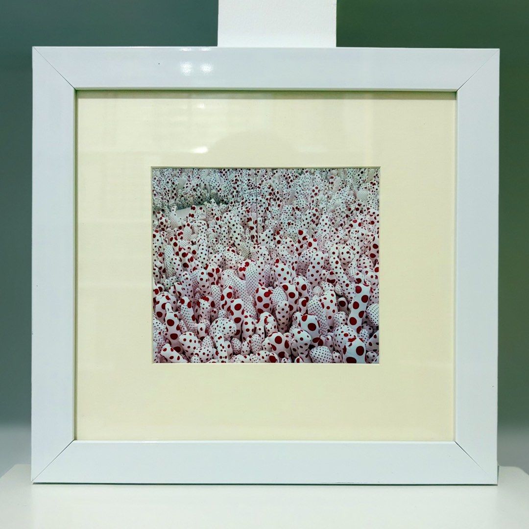 Framed Yayoi Kusama’s Phalli’s Field (Category: Art & Prints) located in Santa Rosa. Submitted by shikaricollectibles (Listing ID 1453616538, Image 1). Description: Yayoi Kusama’s Phalli’s Field Image taken from Yayoi Kusama’s Infinity exhibition card at Louis Vuitton Osaka Card Size: 8.5 x 6.2 inches Frame Size: 11.60 x 10.75 inches Frame Thickness: 1.5 inches Frame Color: White Glazing: Glass Mat Border: 1.5 Inches Mat Color: Off-white Location