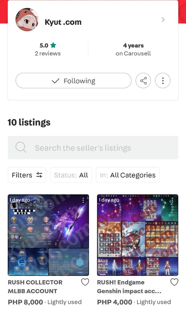 Genshin acc (Category: Announcements) located in Manila. Submitted by cvm04 (Listing ID 1453446064, Image 1). Description: Scammer alert Nag bebenta sya and after mong mag bayad hindi kana papansinin wag na wag mag papaniwala sa seller na ito.