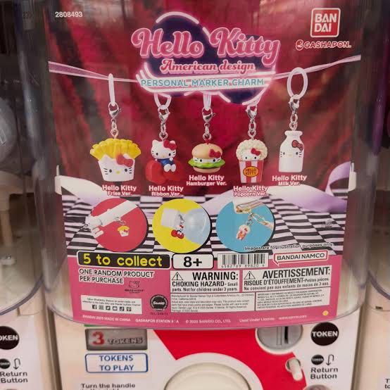 Hello Kitty American Design Popcorn Charm Gachapon (Category: Character Goods) located in Muntinlupa City. Submitted by biwkin (Listing ID 1453620650, Image 2). Description: Can trade to milk loc: Muntinlupa mop: gcash Mod: gogoexpress/j&t only .