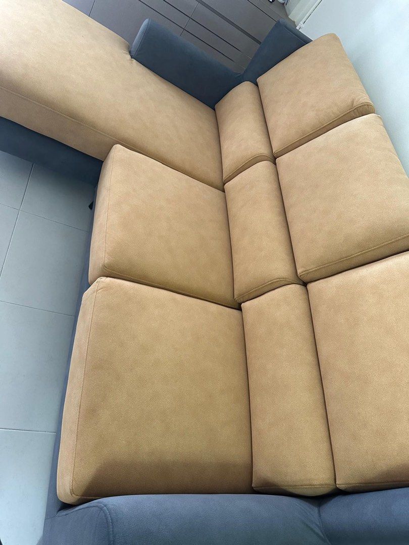 L shape sofa (Category: Sofas) located in Singapore. Submitted by keencat.5194de (Listing ID 1453563725, Image 1). Description: Selling this sofa as we’re moving out. Well maintained, clean, and in good condition..