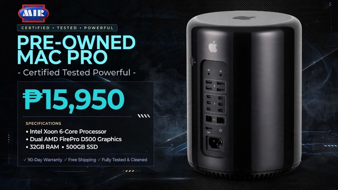 Mac Pro Workstation 32gbram 500gbSSD Dual GPU 6core (Category: Desktops) located in Mandaluyong City. Submitted by mircomputer (Listing ID 1453530364, Image 1). Description: SALE!! Mac Pro Workstation/Set (Mac or Windows) for specs/description/prices ....Windows 11 or Mac OS 1. Mac Pro Intel Xeon 3.0ghz 6core/16gbram/256gbSSD Dual vCard AMD FirePro D500 3GB/Wifi/HDMI/Thunderbolt P 13,950 2. Mac Pro Intel Xeon 3.0ghz 6core/24gbram/256gbSSD Dual vC
