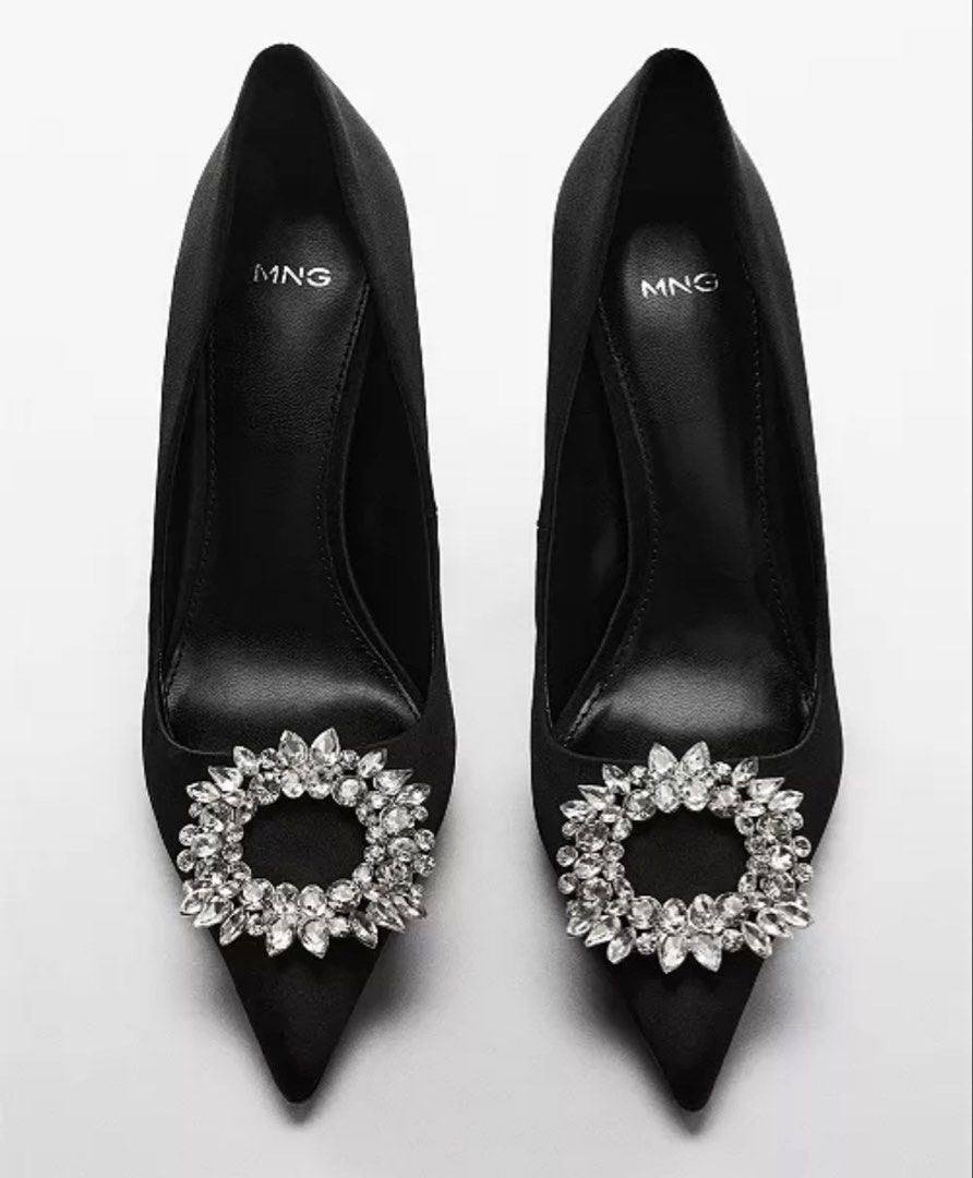 Mango Black Satin Heels with Crystal Embellishment (Category: Heels) located in Cainta. Submitted by erraticgal (Listing ID 1453490752, Image 3). Description: - Brand: Mango - Color: Black - Material: Satin - Style: Pointed-toe heels - Embellishment: Sparkly crystal on the front - Heel type: Classic stiletto - Occasion: Perfect for dressing up outfits, parties, or a night out. *USED ONLY ONCE (Graduation) Original price: 4,200 UK 6 .