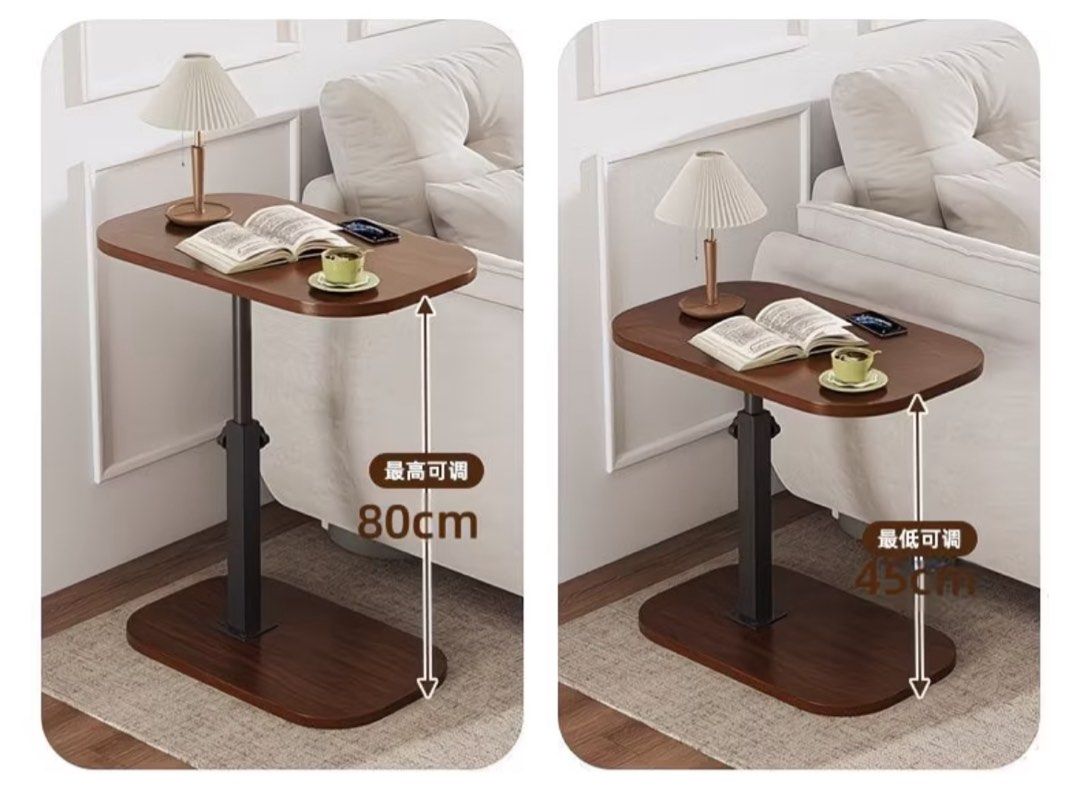 Multifunctional Adjustable Height Rotating Bedside Table (Category: Tables & Sets) located in Singapore. Submitted by danlim65 (Listing ID 1453588134, Image 2). Description: - Rotates 360 degrees - Height adjustable (45cm - 80cm) - Ideal for laptop or snacks in bed - Stable base - Stylish wood-look tabletop - Modern bedroom furniture.