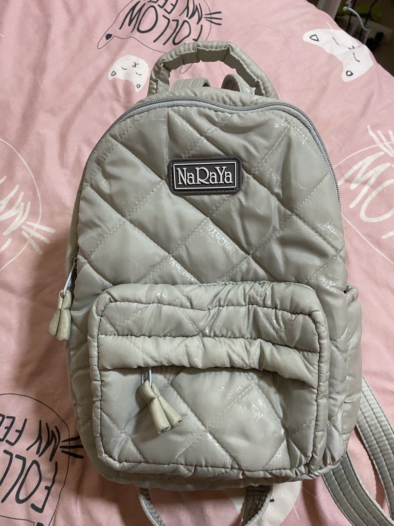 NaRaYa Quilted Grey Backpack (Category: Backpacks) located in Cabuyao City. Submitted by copitos (Listing ID 1453597105, Image 1). Description: - Grey quilted backpack from NaRaYa - Front zip pocket - Main compartment - Internal zip pocket - Adjustable straps - Ideal for everyday use or travel.