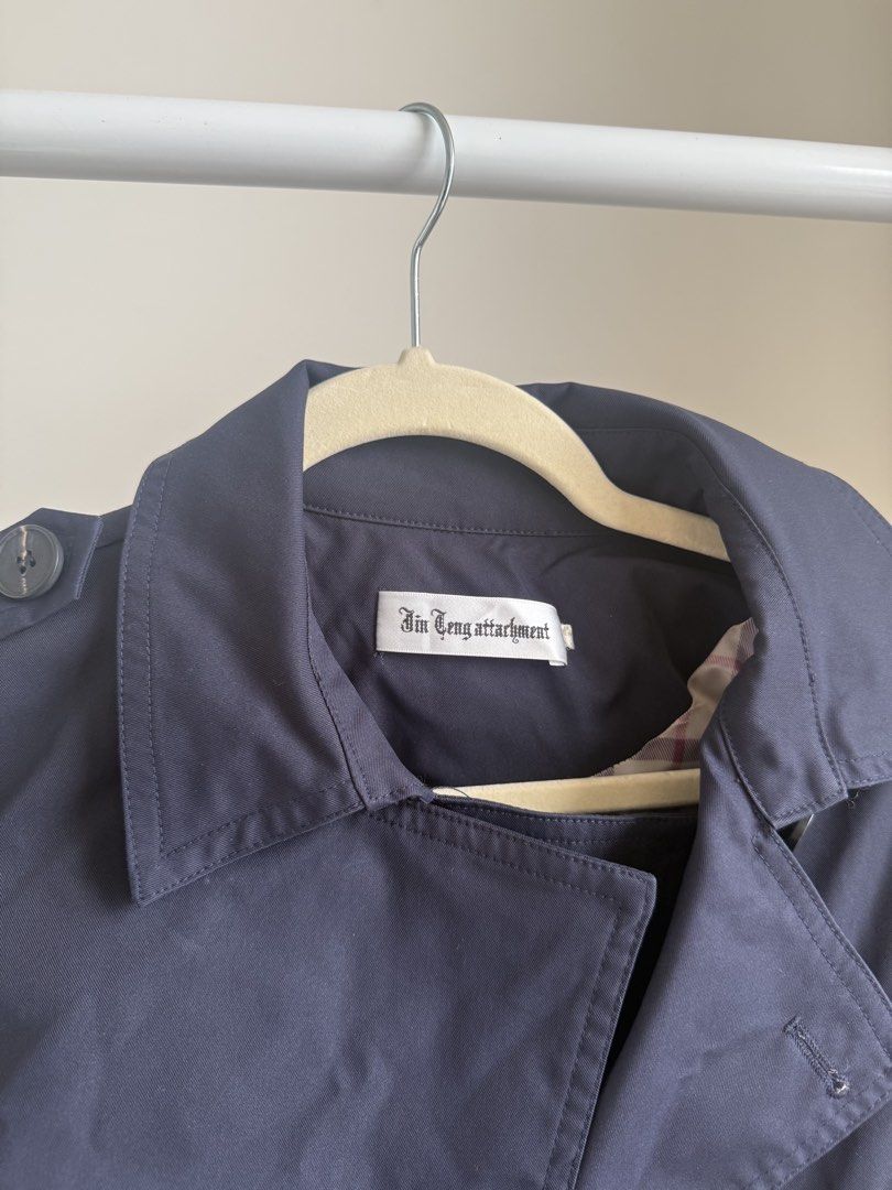 Navy Blue Double-Breasted Trench Coat (S-M) (Category: Coats, Jackets and Outerwear) located in Pasig City. Submitted by lavenice (Listing ID 1453475824, Image 2). Description: No issue.
