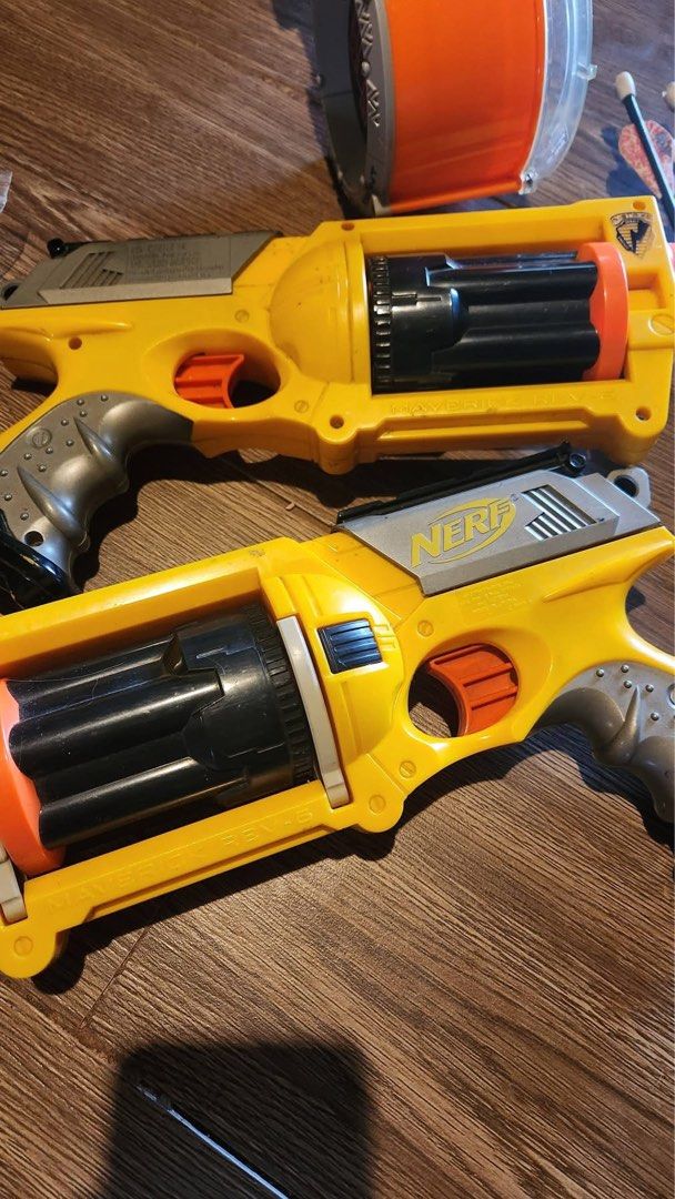 Nerf take all (Category: Action & Battle Toys) located in Angeles City. Submitted by noagrace (Listing ID 1453468339, Image 2). Description: Pair of Nerf 2004 maverick rev-6 1 2008 N-strike elite rampage Nerf rebell bow and arrow (missing baow string) Take all for 2k.