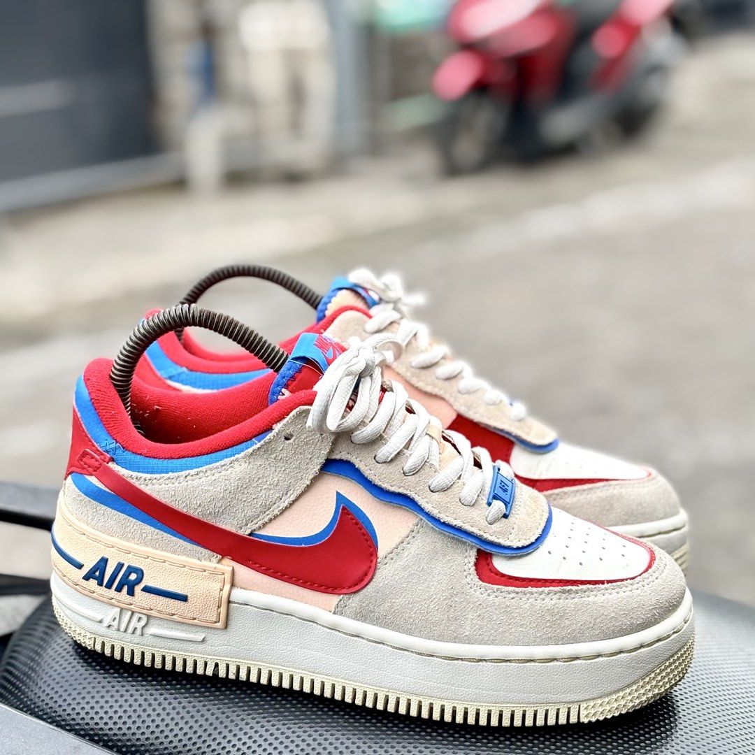Nike Air Force 1 Shadow Womens (Category: Sneakers) located in San Fernando. Submitted by kickslocker (Listing ID 1453557402, Image 2). Description: - Nike Air Force 1 Shadow - Women's Size 6.5 (23.5cm) - Colorway: Cream, Red, Blue - Ideal for Everyday Wear - Price: PHP 1490.