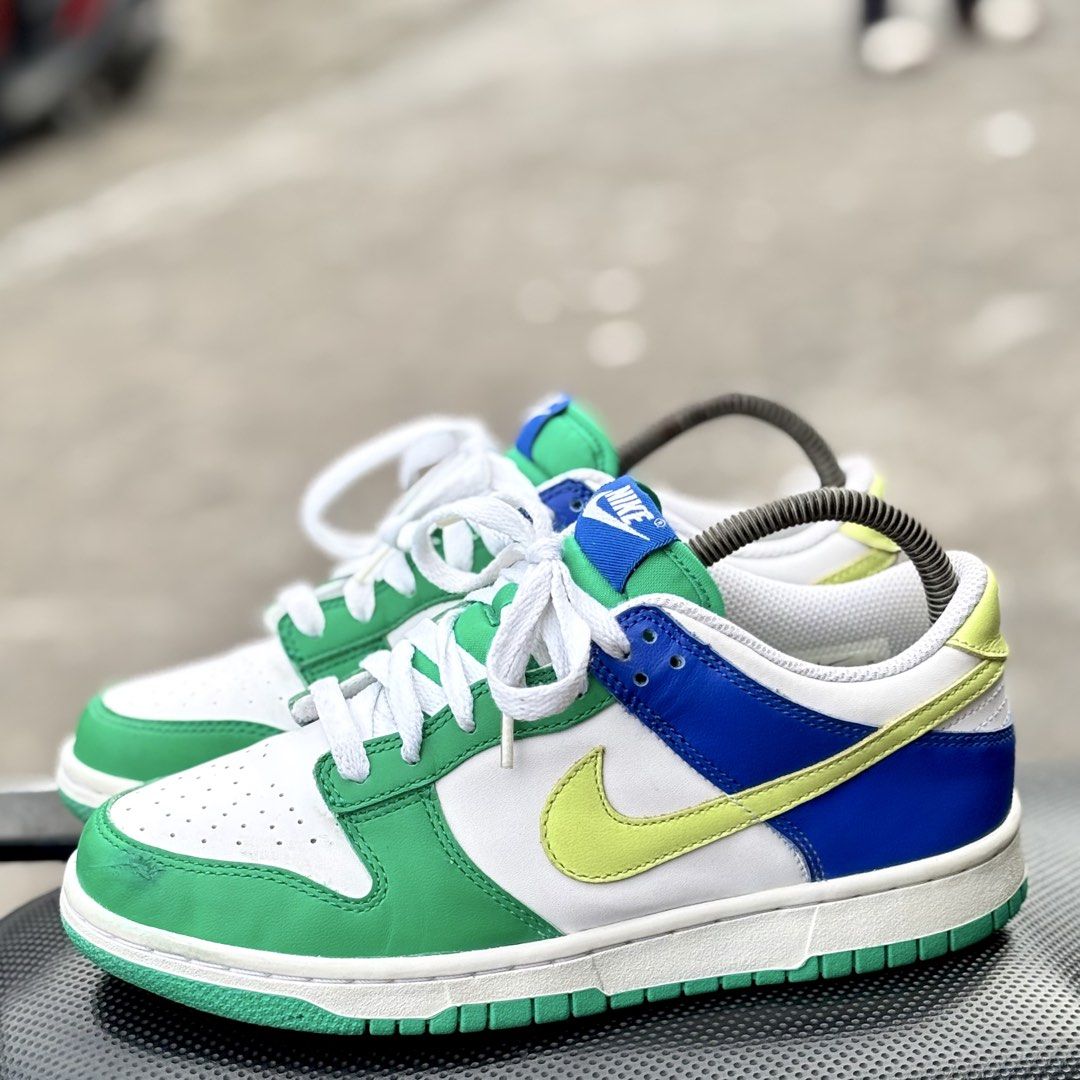 Nike Dunk Low Stadium Green Womens US 7 (24cm) (Category: Sneakers) located in San Fernando. Submitted by kickslocker (Listing ID 1453557590, Image 2). Description: - Nike Dunk Low - Women's Size 7 (24cm) - Colorway: White, Green, Blue, Yellow - Ideal for everyday wear -Issue: last pic.