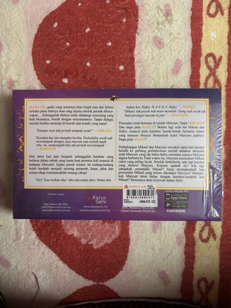 NOVEL SPLIT (Category: Storybooks) located in Puchong. Submitted by helpsoya (Listing ID 1453451475, Image 2). Description: unopen, new book normal price rm23.