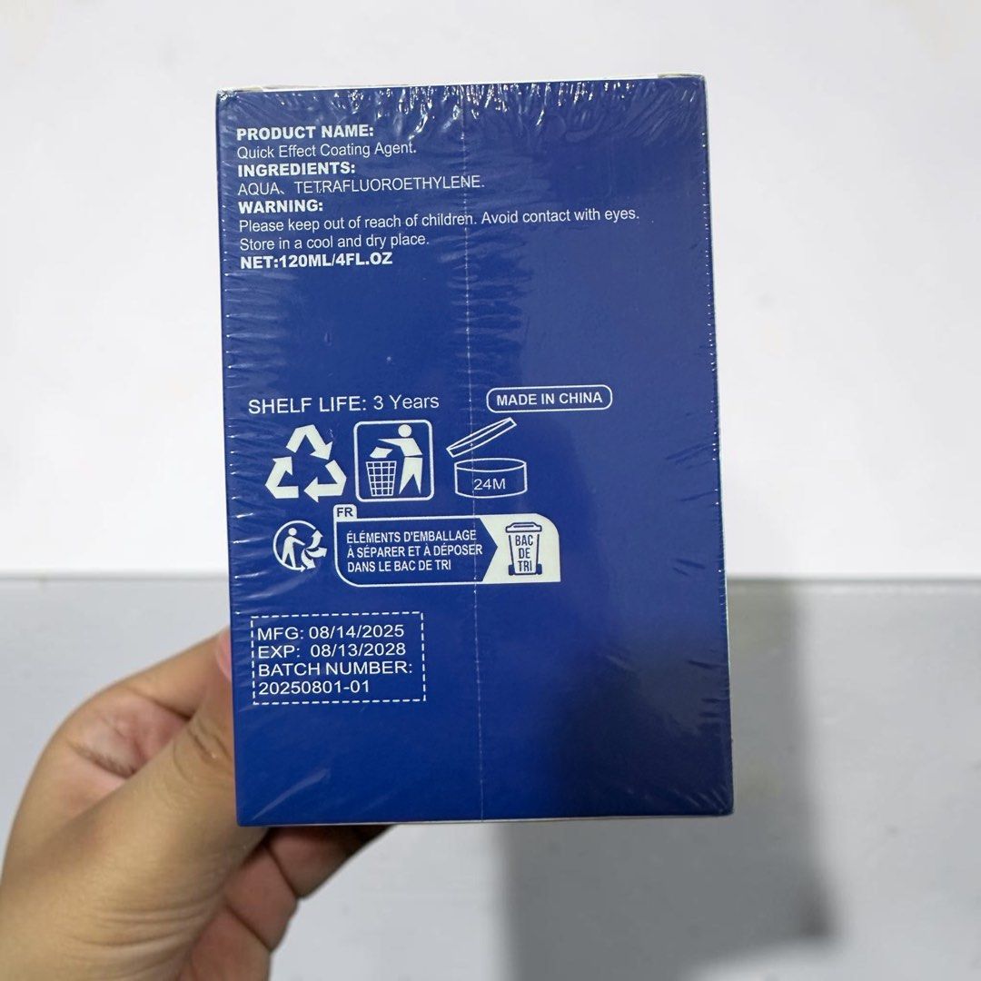 Quick Effect Coating Agent (120ml) (Category: Cleaning & Detailing Products) located in Singapore. Submitted by xfrxh (Listing ID 1453463151, Image 2). Description: - 120ml - plastic cover still in tact - exp: 13.08.2028.