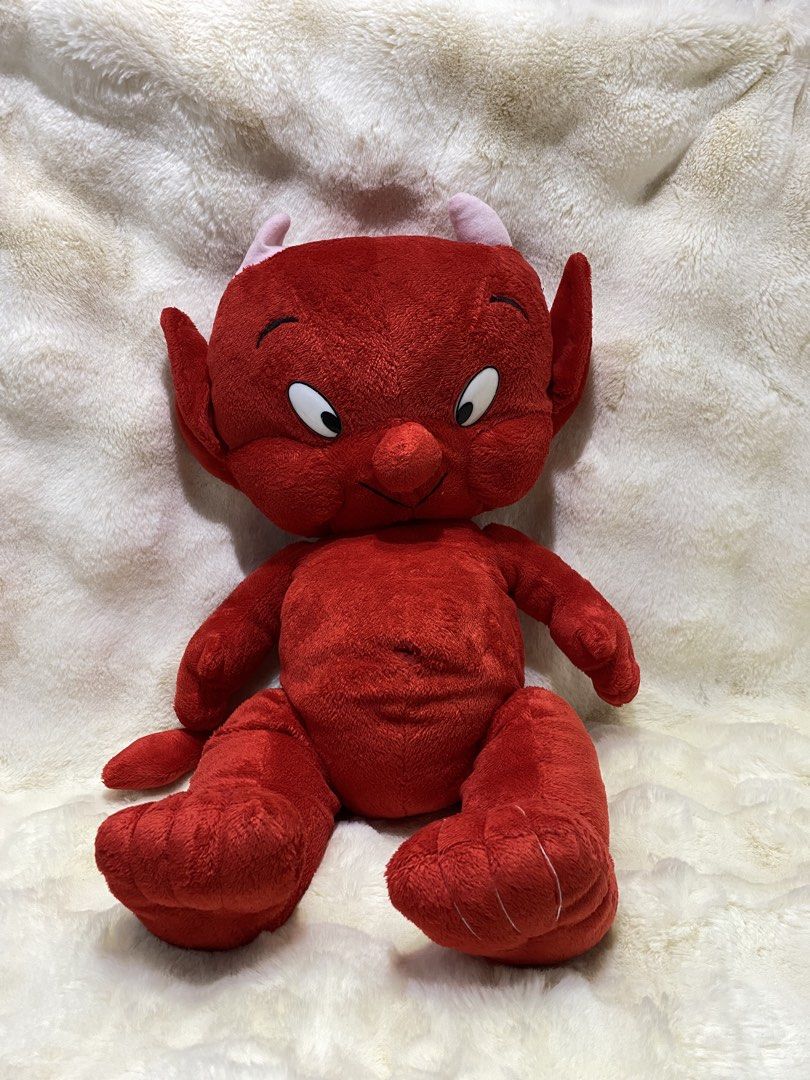 Red Devil Plush Toy with Pink Horns (Category: Plushies & Soft Toys) located in Kalibo. Submitted by ollie_stuffshop (Listing ID 1453450646, Image 1). Description: 66cm x 30cm Before you send your inquiries: ❗️Last Price is already posted ❗️Manage your expectations, WYSIWYG ❗️May need washing ❗️Shipping day is every Sunday - Adorable “the little devil” plush toy - Features cute pink horns and a tail - Made from soft and cuddly material - Perfect 