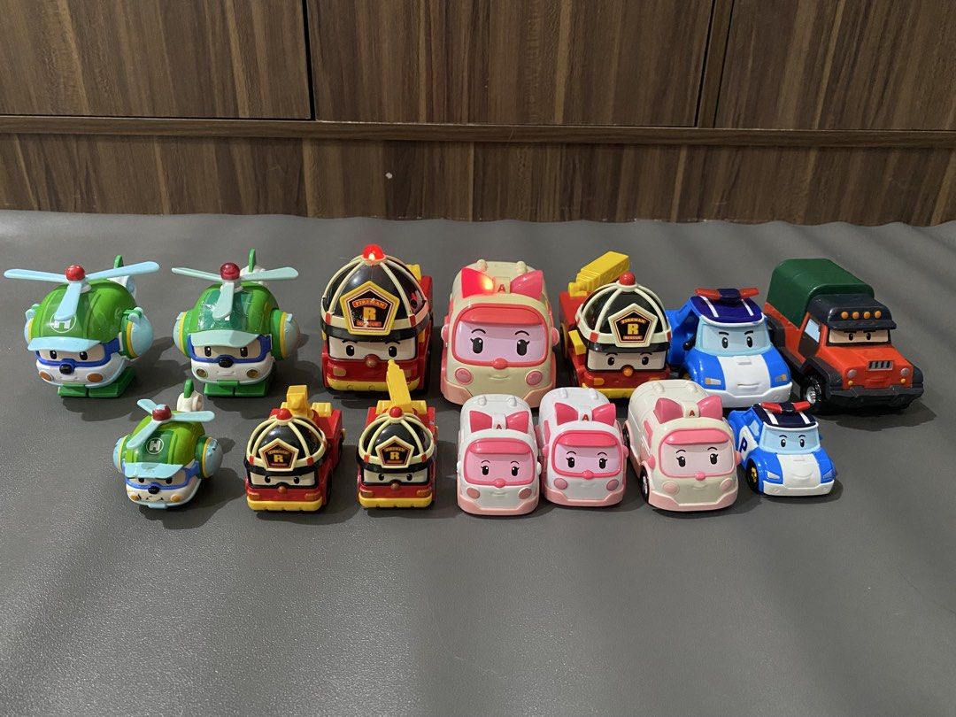 Robocar Poli Transforming Toy Robots (Category: Kids Toys) located in Manila. Submitted by declutterthingzzz (Listing ID 1453602152, Image 2). Description: Robocar Poli transforming toy robots. - Includes main characters: Poli, Amber, Roy, and Helly. - Also includes smaller versions of the characters. - Each toy transforms from a vehicle into a robot. - Perfect for fans of the Robocar Poli show. Price starts at ₱90.