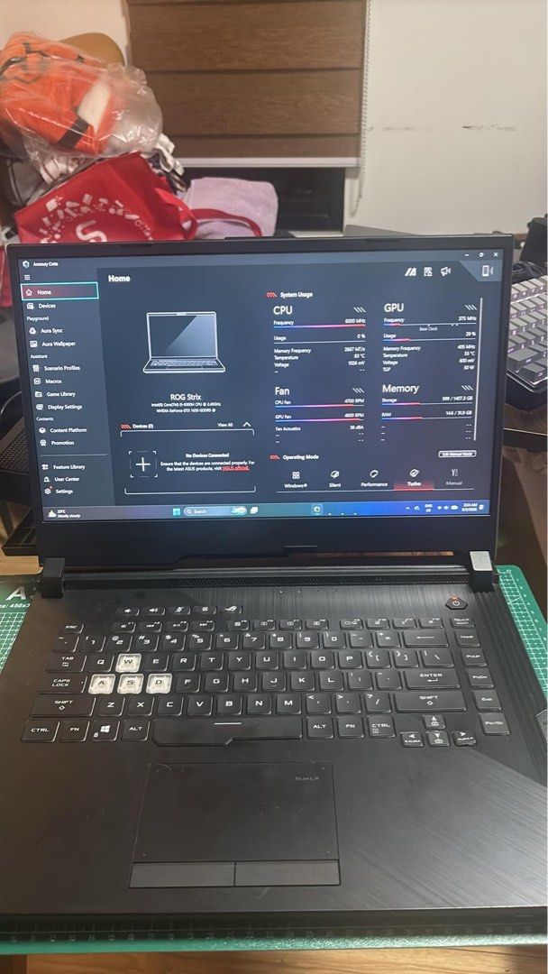 ROG STRIX G531GT (Category: Laptops & Notebooks) located in Manila. Submitted by paulcyrus0110 (Listing ID 1453473845, Image 1). Description: 32gb ram 1tb ssd i5 NVIDIA GeForce GTX 1650 25k rush issue nya lang is keyboard and yung speaker is basag kasi pinaayos ko yung keyboard before, nung nabalik sakin, basag na yung speaker inclusions: original charger free keyb and mouse.