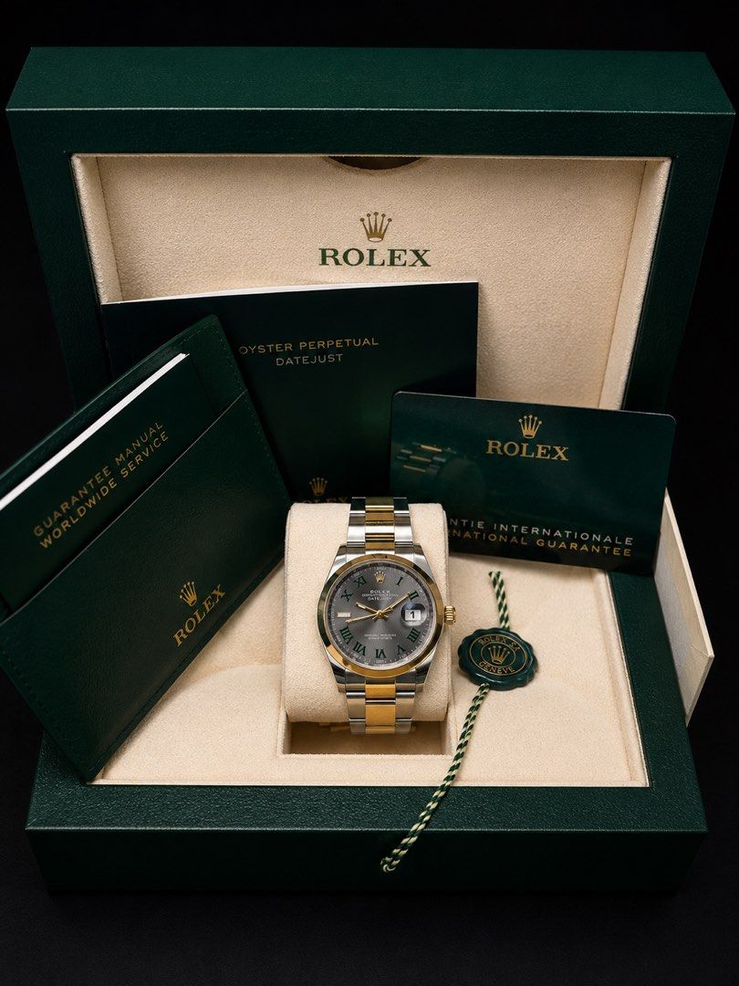 Rolex Wimbledon 36mm (Category: Luxury Watches) located in Taguig. Submitted by consumergoodstrading (Listing ID 1453585845, Image 2). Description: Rolex Datejust 36 2022 Full Set Wimbledon Dial Two Tone Yellow Gold Smooth Bezel Oyster Bracelet .