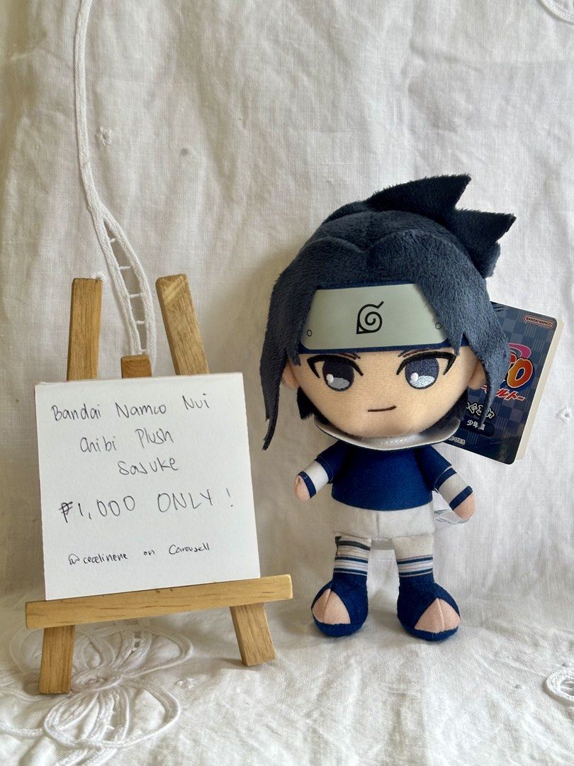 Sasuke Bandai Namco Nui Chibi Plush (Category: Plushies & Soft Toys) located in Davao. Submitted by cecelinene (Listing ID 1453534859, Image 1). Description: Sasuke Bandai Namco Nui Chibi Plush Brand New w/ Tag Selling for ₱1,000 (Negotiable) Bought in Don Quijote Japan for ¥2,420 Shipping and delivery are available through JRS, provided the buyer will shoulder the df/sf MOP : Bank Transfer, GCash.