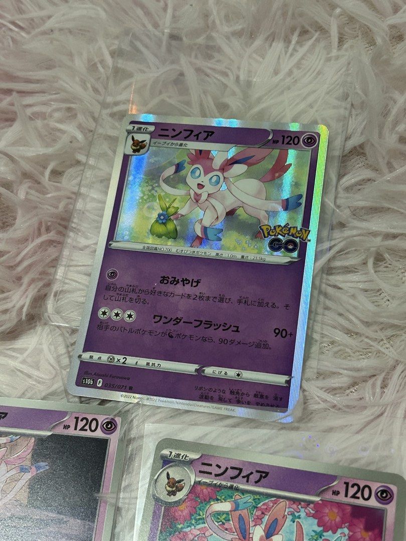 [SET] Authentic Pokemon Trading Cards Sylveon (Category: Raw Singles) located in Manila. Submitted by faithlyaen (Listing ID 1453597029, Image 2). Description: 100% Authentic Pokemon Trading Cards Sylveon - from Japan - with sleeves & top loaders FREE Shipping: (Visayas) - LBC - MOP: GCASH .